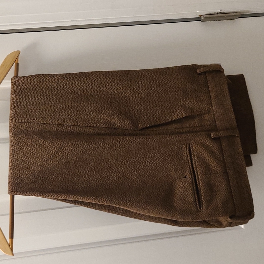 31x32 J. Crew Factory Men's brown wool blend herringbone trousers
